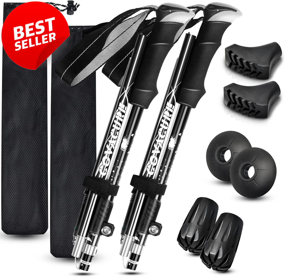 Collapsible Trekking Poles 7075 Aluminum Telescopic Tri-Fold Hiking Sticks – US