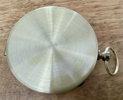 Kids’ Gold Toned Covered Case Pocket Compass W/Hanging Ring, 2” Diameter, EUC