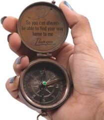 RII to My Husband I Love You, Brass Compass Engraved Gifts for Men, Bronze Gi…