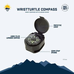 Sun Company Wrist Turtle – Armoured Wrist Compass with Closing Cover | Easy-to-R