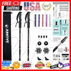 Hiking Trekking Poles, 2 Pack Collapsible, Lightweight, Anti Shock, Walking S…