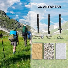 Pair of 2 Trekking Poles Walking Hiking Sticks Anti-shock Adjustable Alpenstock