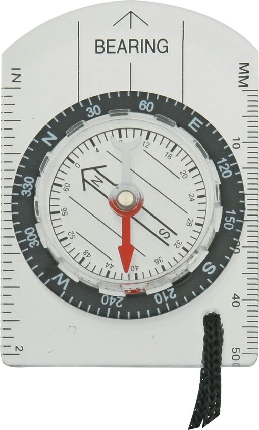 Explorer Bass Plate Compass Clear Acrylic Construction With Black Lanyard Cord