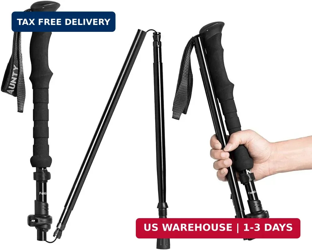 Travel Folding Trekking Hiking Pole with Carrying Case,Collapsible Cane Adjustab