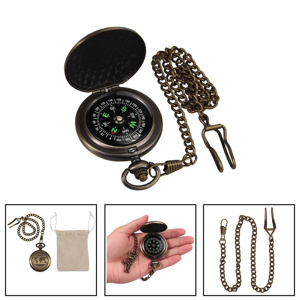 Portable Brass Compass Watch for Outdoor Camping Hiking Navigation Gift for Men