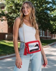 Clear Bag for Stadium Events – Stadium Approved Clear Purse Crossbody Bag Red