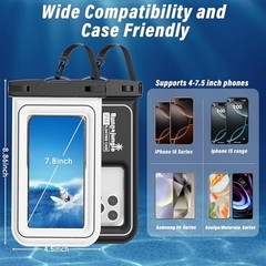 Waterproof Phone Pouch – 2 Pack IP68 Floating Waterproof Phone White & Black