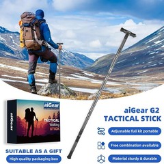 G2 Tactical Hiking Stick – 5-Section Adjustable Trekking Poles with Survival Kit