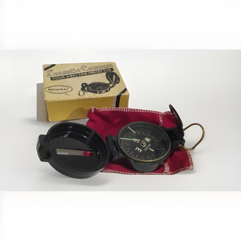 Vintage Engineers Lensatic Compass Broadway Japan With Box & Instructions