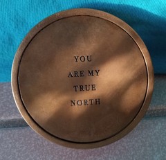 COMPASS BRASS GLASS w/LEATHER POUCH “You Are My True North” HIKING CAMPING