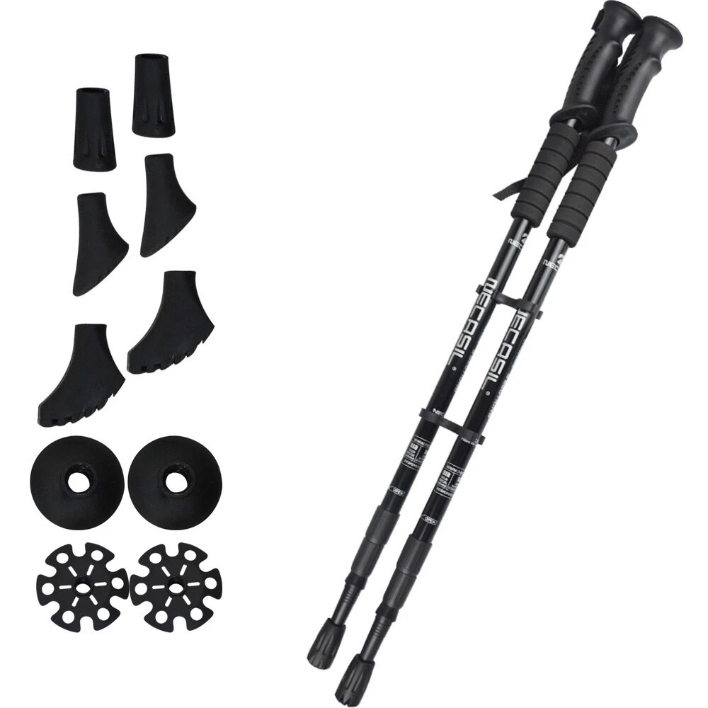 2X Hiking Trekking Poles Nordic Walking Sticks Adjustable Anti-shock Alpenstock