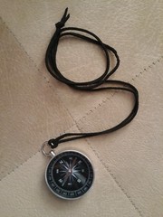 Map Scale Compass Leather Necklace Pocket Outdoor Hike Guide Survival Navigation