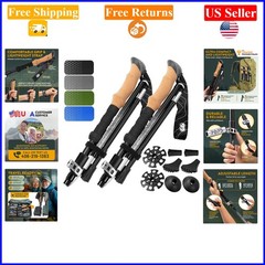 Lightweight Foldable Hiking Poles, Adjustable Aluminum, Black, 120cm