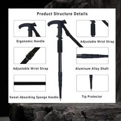 Aluminum Alloy Retractable Trekking Pole for Hiking – 1 Pair