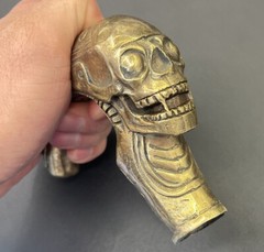 Brass Skull Head Walking Stick Cane Handle Top Topper Hand Grip Holder Decor