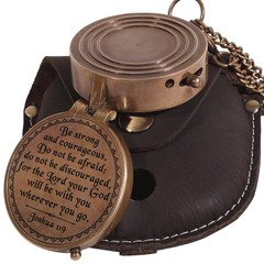 Engraved Brass Pocket Compass Religious Gift Baptism Confirmation Scout