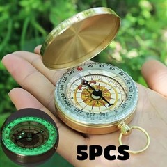 2Packs Portable Compass Brass Keychain Watch Pocket Outdoor Camping Hiking