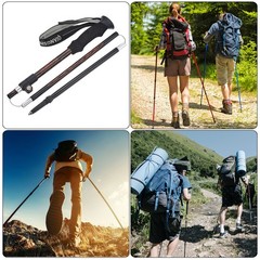 2Pcs Trekking Poles, Collapsible Hiking Pole 43-53 Inch Telescopic Folding Red