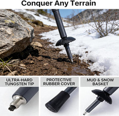 Trekking Pole Tactical Walking Stick, Multifunctional Lightweight Aircraft Alumi