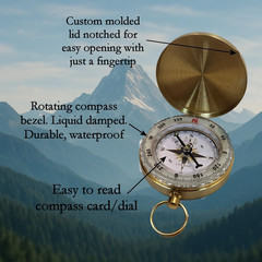 Glow in the Dark Brass Pocket Compass for Kids – Waterproof Navigation Tool for