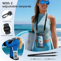 2 Pack IPX8 Waterproof Phone Pouch, Large Space Cell Phone Pouch Black + Green