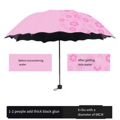 Water Activated Floral Umbrella with 3 Fold Design and Sun Protection Features