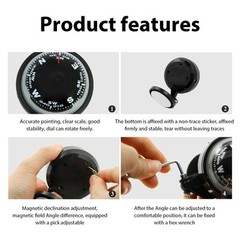 Adjustable Compass For Car Dashboard Self Adhesive Auto Dashboard Compass Ball