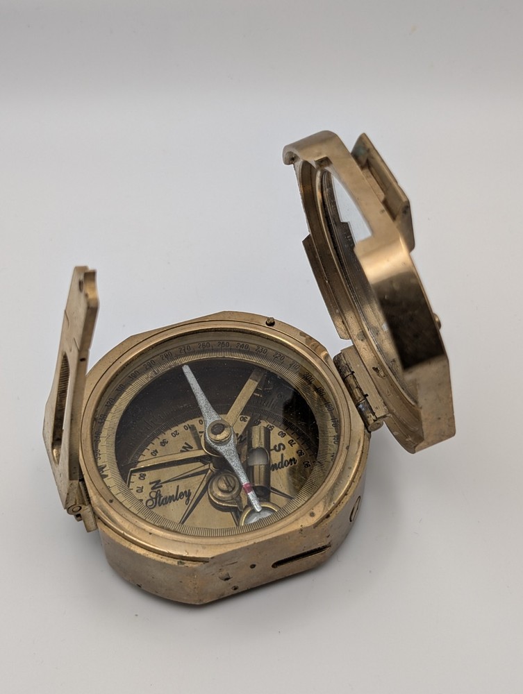 Stanley London Brass Prismatic Compass Clinometer Sine Table Survey