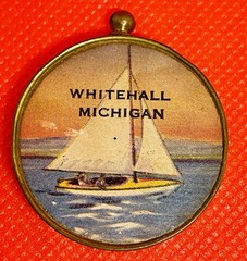 Vintage Whitehall Michigan Souvenir Compass Hiking Camping Travel