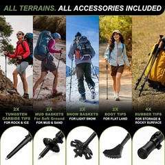 100% Carbon Fiber Hiking Trekking Poles Ultra Strong Carbon Hiking Sticks W/