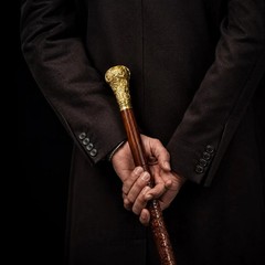 Handmade Brass Handle Walking Stick, Victorian Style Wooden Cane, Floral Carved