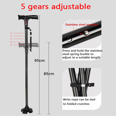 Camping Hiking Walking Stick 5-Level Height Adjustable Folding Walking Cane