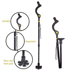 Walking Stick Posture Straight Folding Cane Adjustable Height Travel Hiking Pole