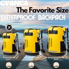 Waterproof Dry Bag Backpack for Kayaking, Roll Top Kayak Dry 35L Yellow