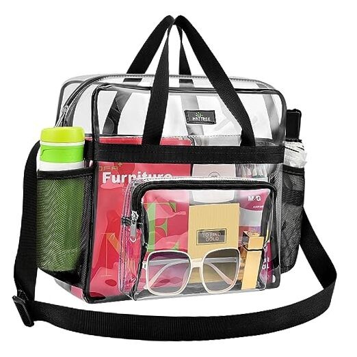 Clear Bag for Stadium Events, 12×5.5×12 Clear Tote Lunch Bag with Non Black