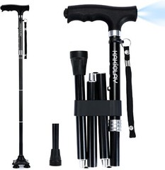 KAKICLAY New Trekking Poles Walking Cane Hiking Stick Foldable Lightweight LED