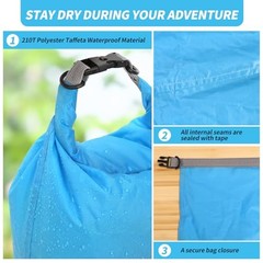 Dry Bag Set, Waterproof Small Lightweight Dry Bags for Paddle 20L 2Pack Blue