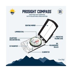 Sun Company ProSight Sighting Map Compass with Adjustable Declination – Light…