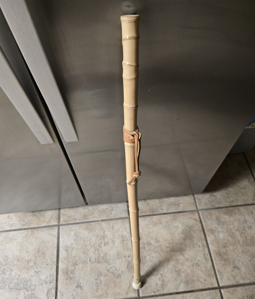 Bamboo Walking Stick Cane, Beige, Wrist Strap, Rubber Tip, 1-Pack Unisex