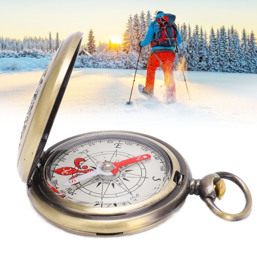 Mini Compass Portable Brass Shockproof Waterproof Outdoor Compass For Hiking New