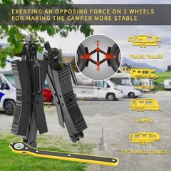 Camper Wheel Chock Stabilizer 2 Sets, Double Tire Spacing:3.5in-12in, Black