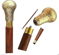 Natural Wood with a Brass Handle for Men & Women Unisex Walking Sticks