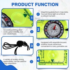 Outdoor Compass with Adjustable Declination, Magnifier, Ruler, Scale, Multifu…
