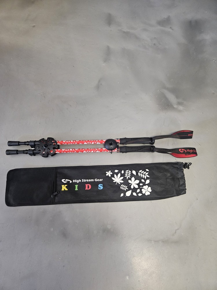 High Stream Gear Kids Trekking Poles Walking Sticks Telescopic Red Aluminum