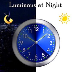 2 Pieces Stick on Dashboard Car Clock Mini Tiny Small Luminous Black, Blue