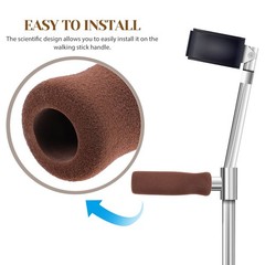 2Pcs Durable Brown Walking Cane Handle Grips Thick Nonslip Foam Hand Wraps
