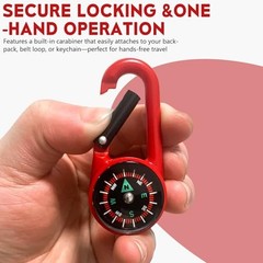 Carabiner Clip On Compass Keychain, Mini Pocket Compass for Hiking, Camping,