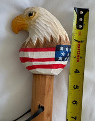 57″ Hand Carved & Painted Bald Eagle Wooden Hiking Staff Stick – Each one unique