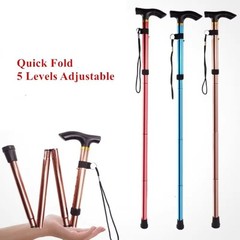 Multifunction Walking Stick Trekking Poles Telescopic Fold Crutches Hiking Stick