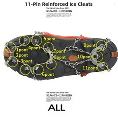 Easy to Attach 11 Tooth Stainless Steel Ice Cleats for Outdoor Traction in Snow